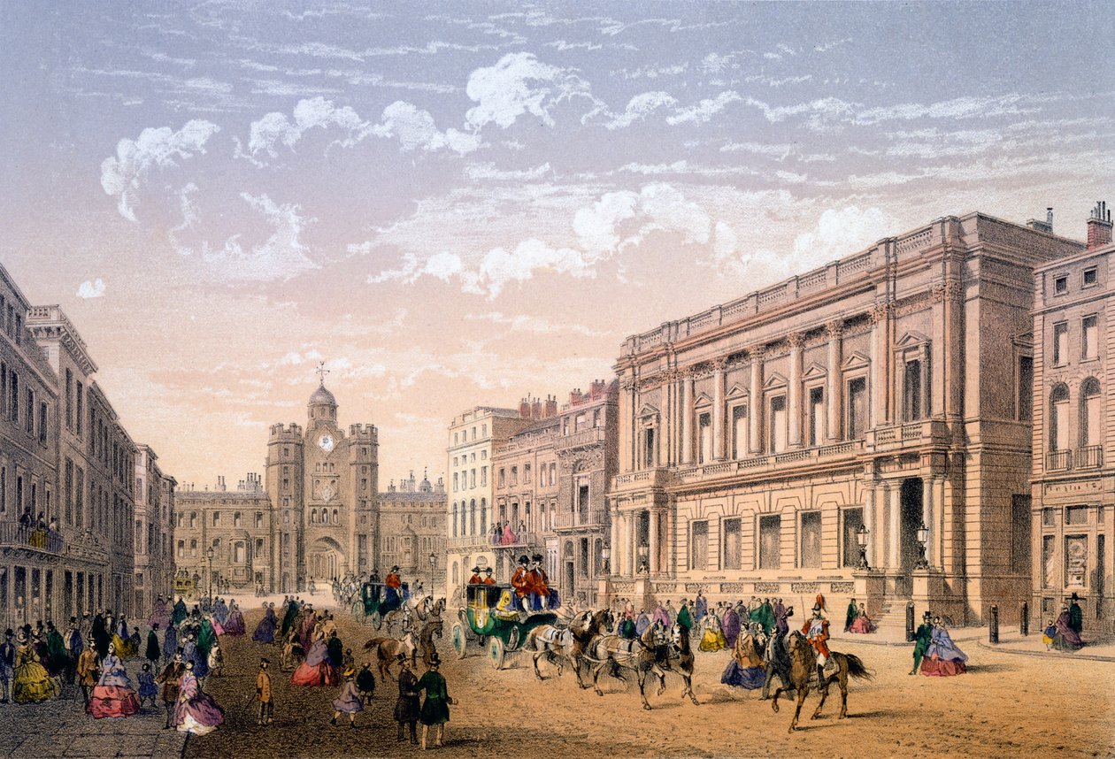 Palazzo di St James e Conservative Club, stampa di Ch. Riviere, 1862 da Achille Louis Martinet