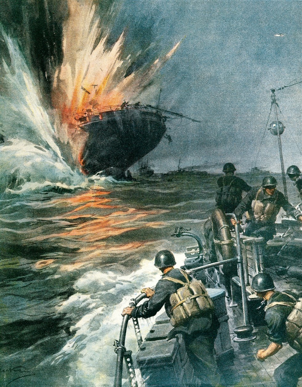 Nave mercantile britannica affondata da MAS italiano nel Mediterraneo, 3 agosto da Achille Beltrame