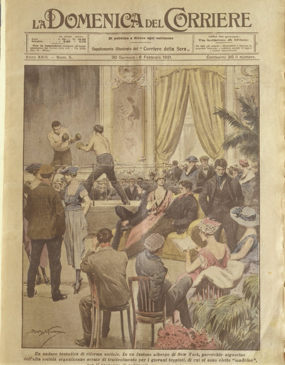 Illustrazione di copertina della festa di New York per i giovani da redimere da Achille Beltrame