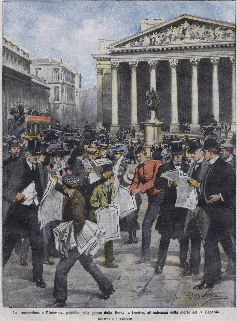 Il giorno dopo la morte di Re Edoardo VII. Illustrazione di Achille Beltrame. Maggio 1910 da Achille Beltrame