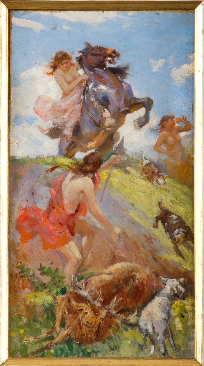 Amazzoni che cacciano un cervo da Achille Boschi