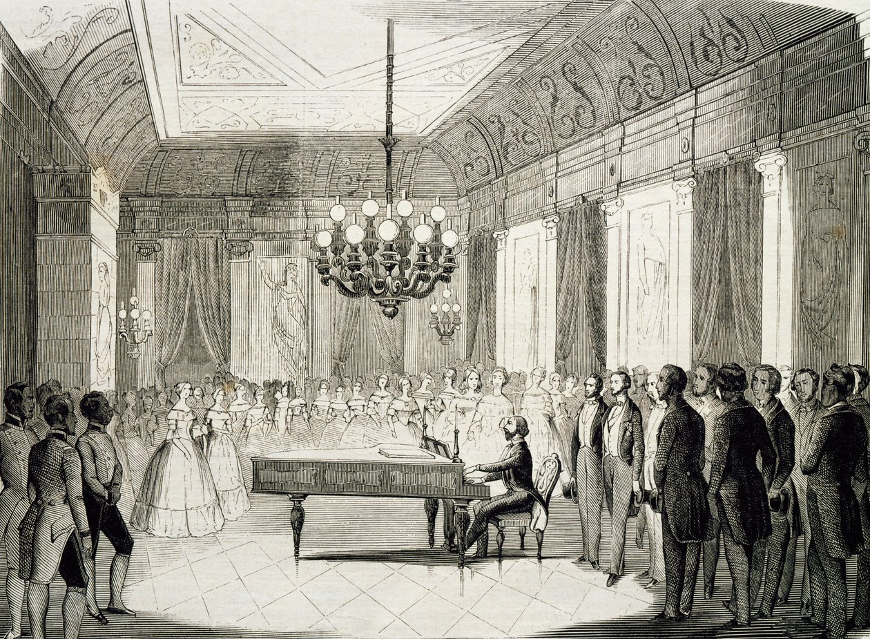 Serata musicale con pianoforte, di Achille Deveria (1800-1857), incisione, Francia da Achille Devéria