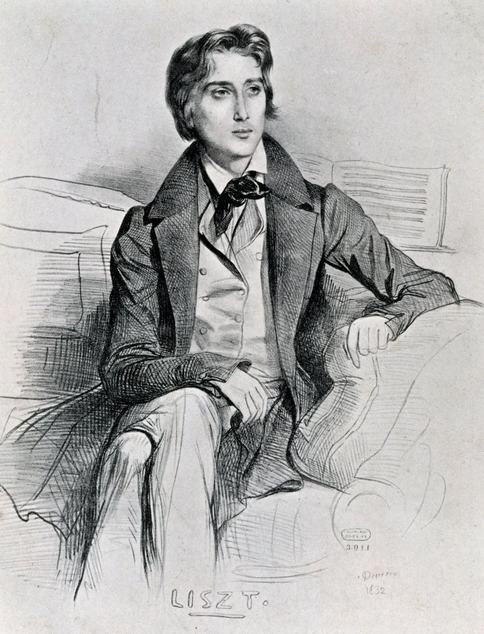 Ritratto del compositore e pianista ungherese Franz Liszt da Achille Devéria