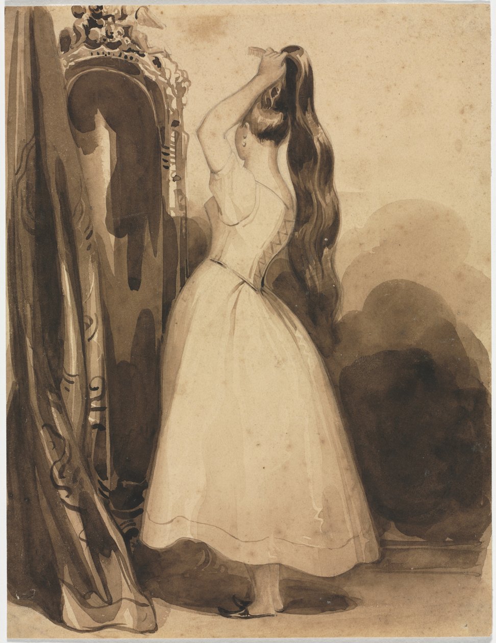Giovane donna che si pettina da Achille Devéria