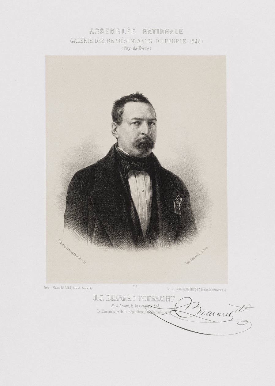 Assemblea nazionale, galleria dei rappresentanti del popolo - Toussaint Bravard (Puy-de-Dôme) da Achille Devéria