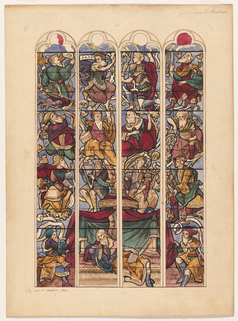 Studio per quattro vetrate "Genealogia di Abramo" da Achille Devéria