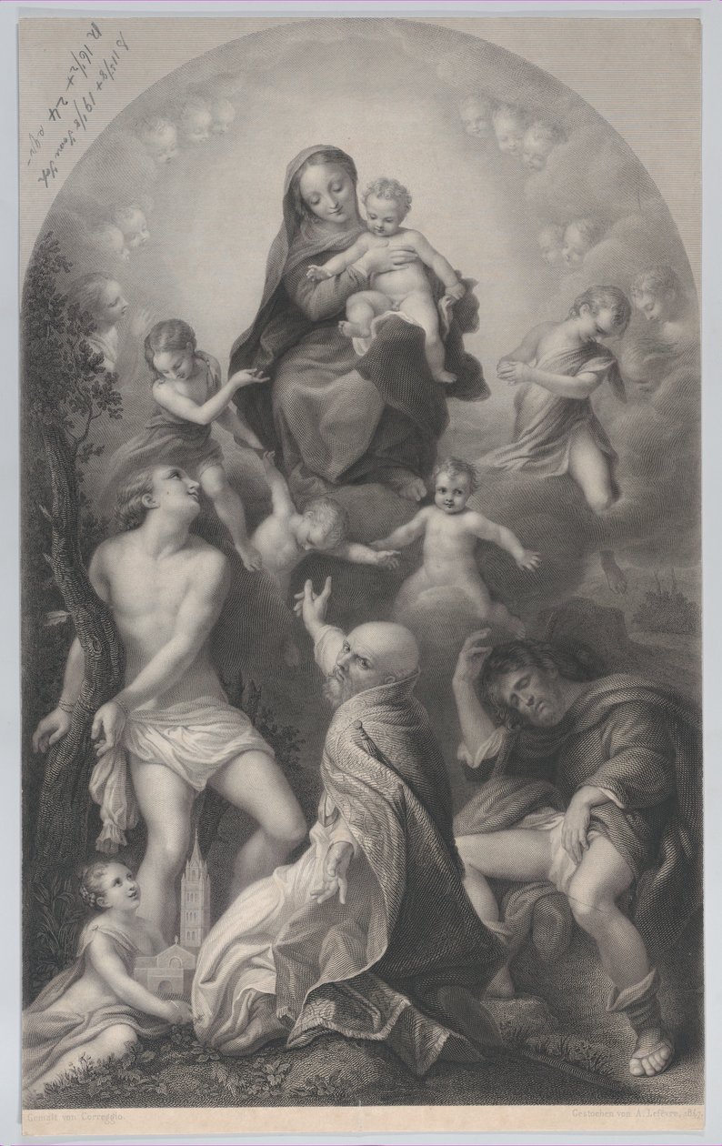 La Madonna di San Sebastiano, con la Vergine e il Bambino, circondata da angeli, 1847 da Achille Désiré Lefèvre
