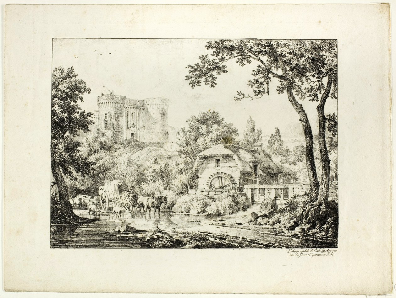 Paesaggio con Mulino e Castello da Achille Etna Michallon