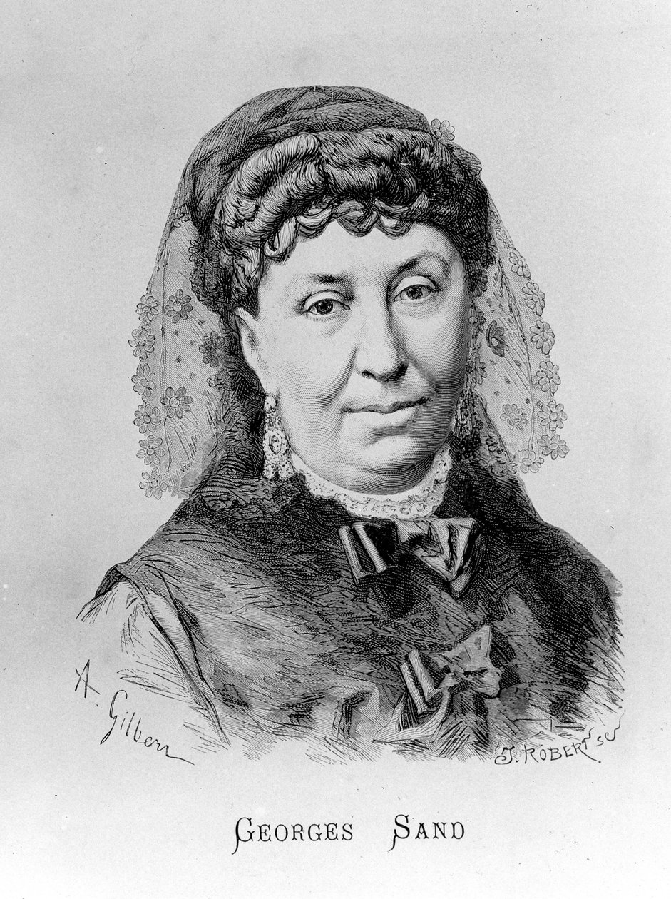Ritratto di George Sand (Aurore Dupin, Baronne Dudevant) (1804-1876) di A. Gilbern da Achille Isidore Gilbert