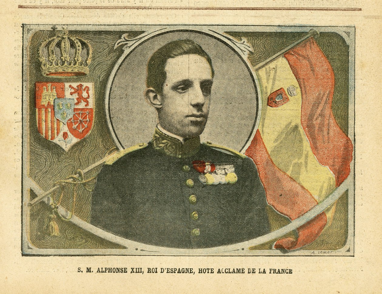 Sua Maestà Alfonso XIII, Re di Spagna, Ospite Acclamato della Francia da Achille Lemot