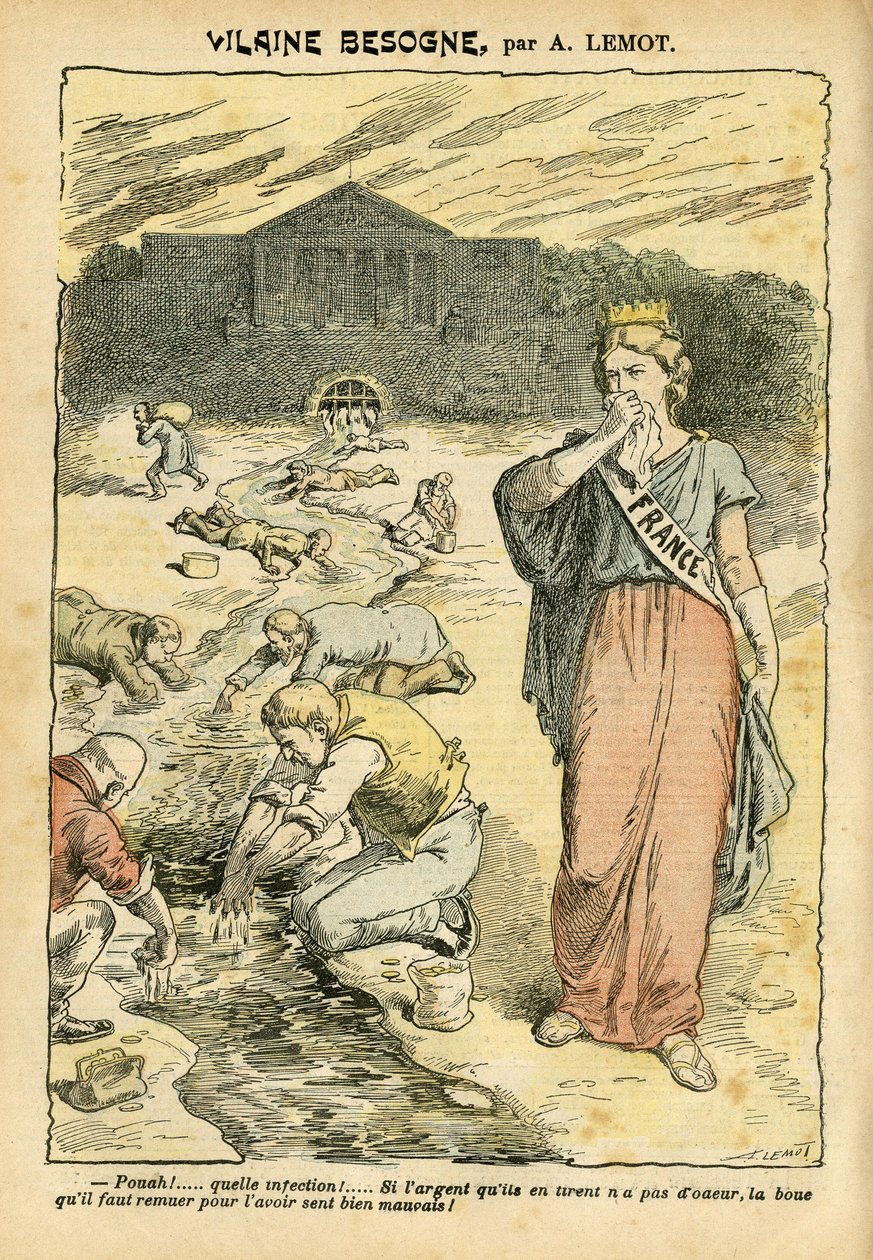 Illustrazione di Achille Lemot in Le Pelerin, 26/06/04 - Lavoro malvagio - Repubblicano Repubblica, Religione Fede, Argento, Camera dei Deputati Emiciclo, Blocco di Sinistra - Marianne, Francia (Allegoria di) - Lavaggio/Biancheria da Achille Lemot