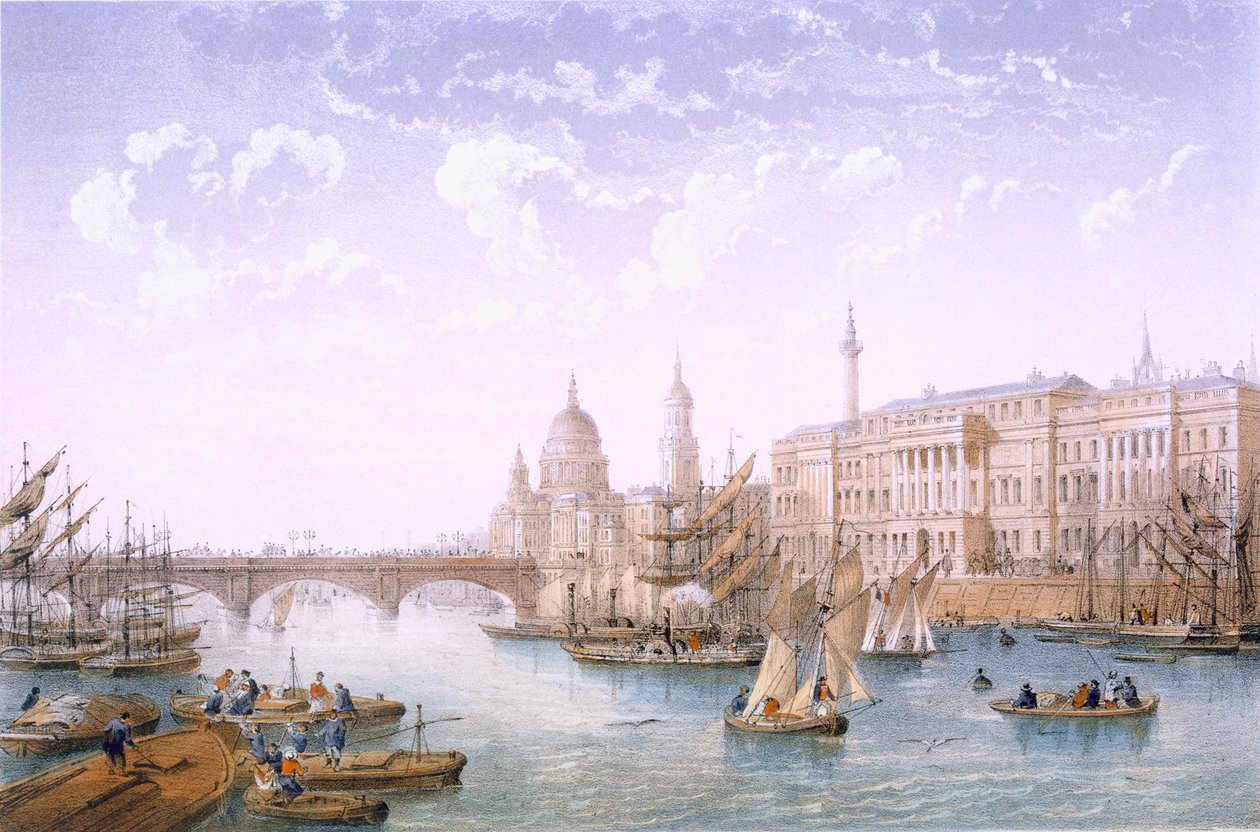 Dogana e London Bridge, 1862 da Achille Louis Martinet