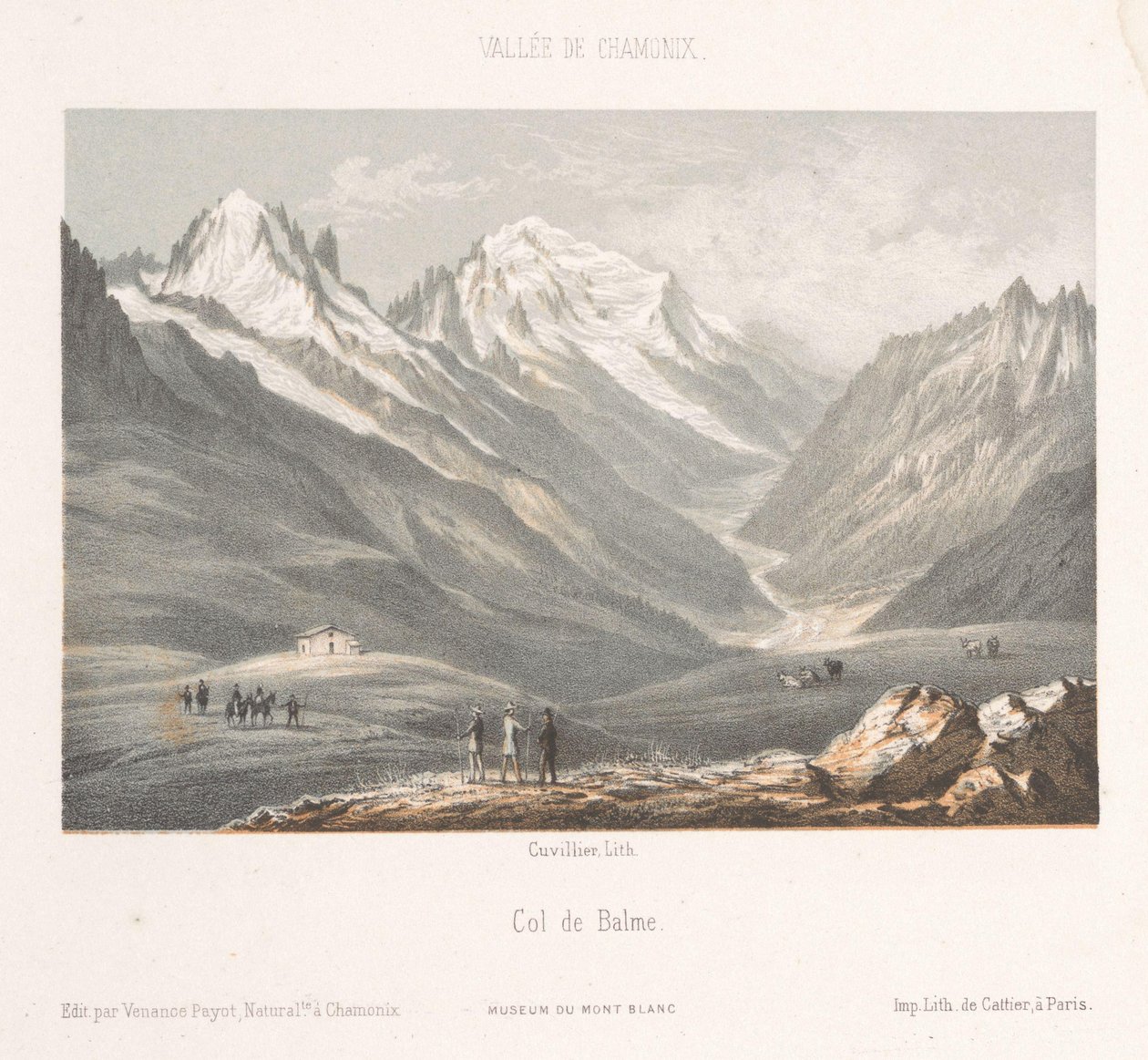 Veduta del villaggio di Les Planards sulla strada per Montenvers da Ad. Cuvillier