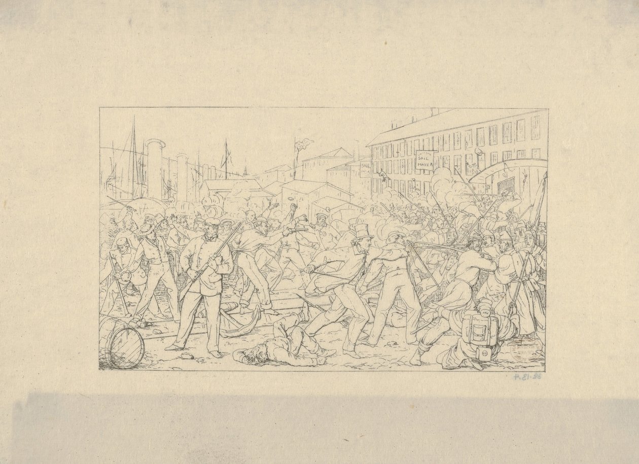 Battaglia a Baltimora, 19 aprile 1861 da Confederate War Etchings da Adalbert John Volck