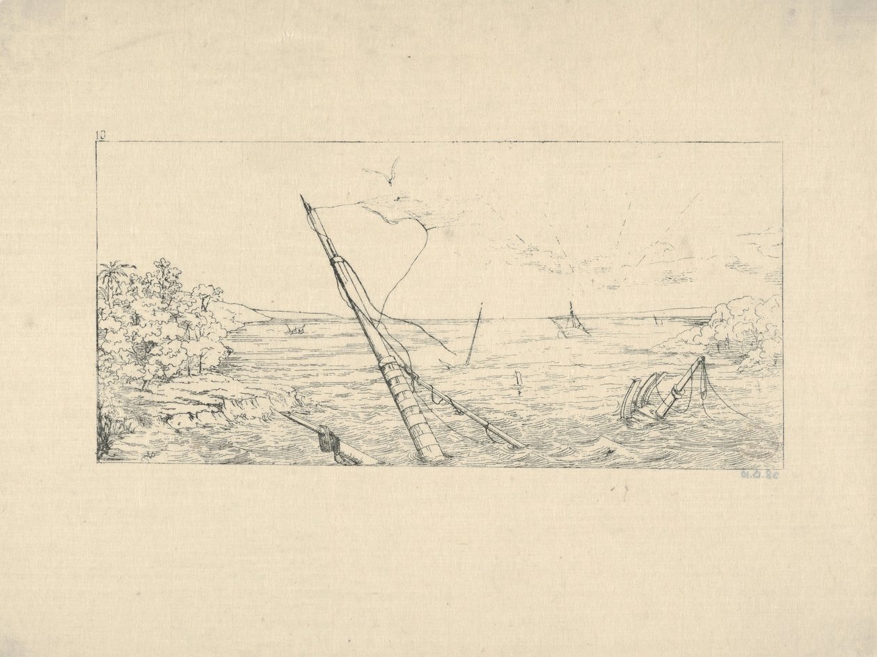 Blocco di Pietra al Largo di Charleston, Carolina del Sud da Confederate War Etchings, 1861-63 da Adalbert John Volck