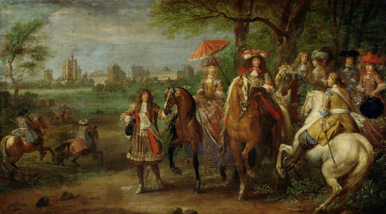 Veduta del Castello di Vincennes con Luigi XIV (1638-1715) e Maria Teresa (1638-83) d