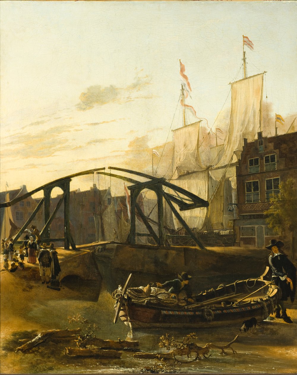 Veduta di un porto a Schiedam da Adam Pynacker