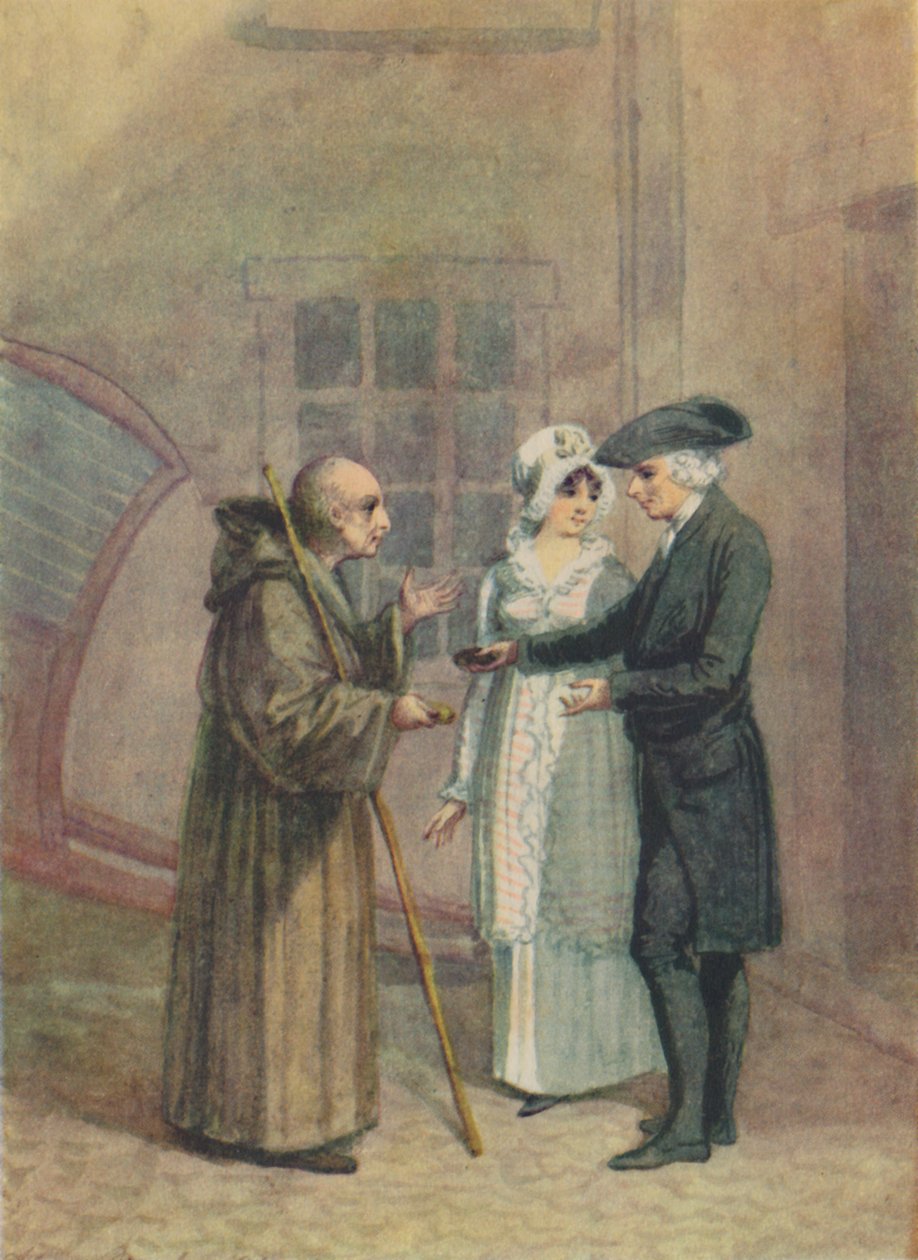 Yorik, il monaco e Madame L- nel cortile della locanda a Calais, c1760s, 1942 da Adam Buck