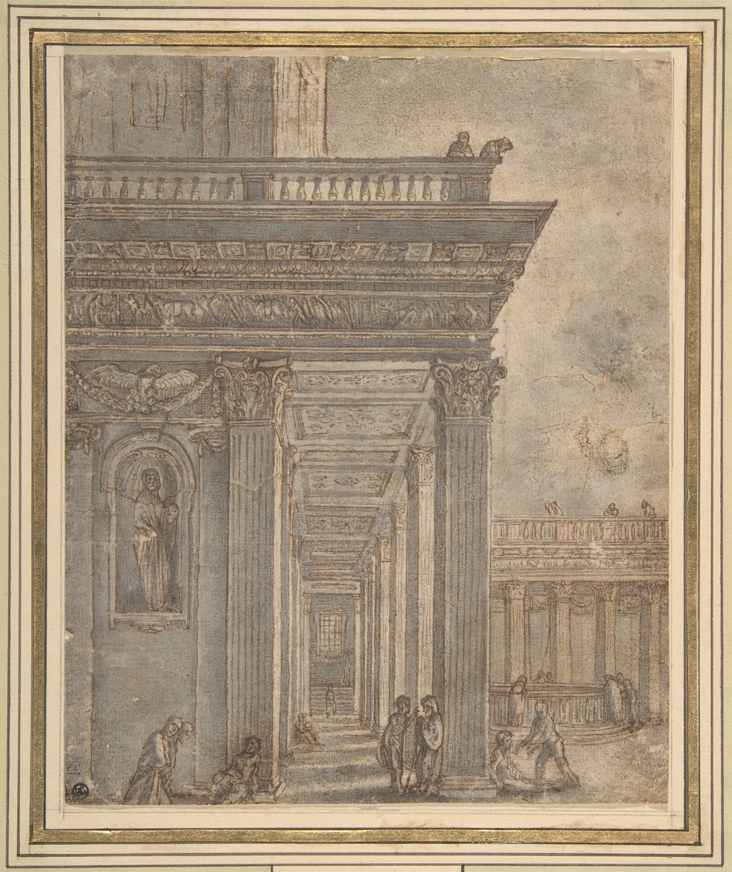 Un tempio in un cortile (piscina di Betesda) da Adam Elsheimer