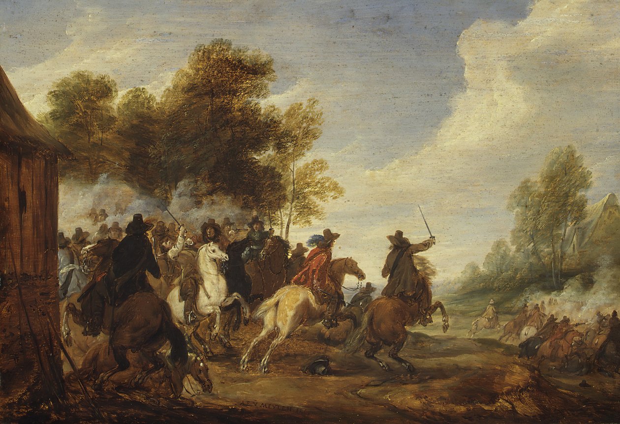 Uno scontro di cavalleria da Adam Frans van der Meulen