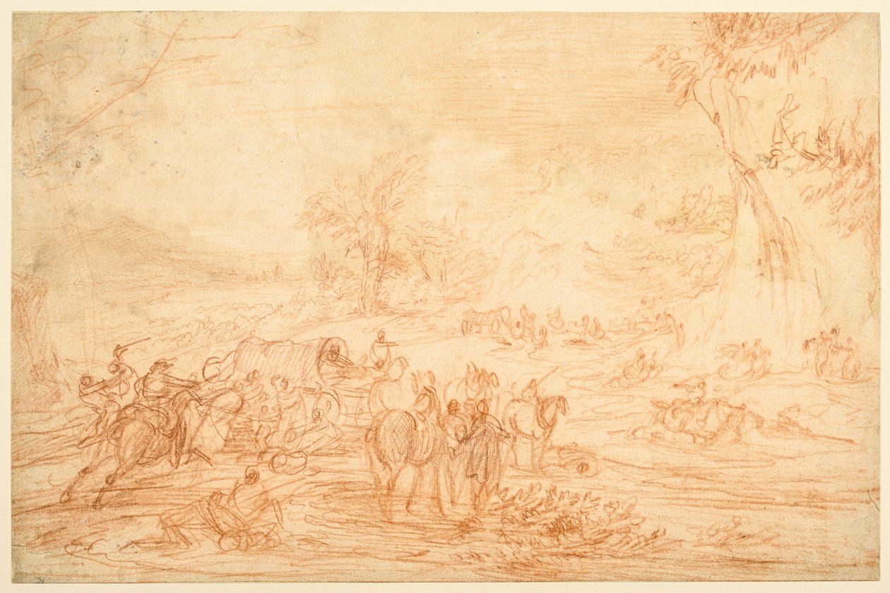 Paesaggio con attacco a un convoglio di carrozze da Adam Frans van der Meulen