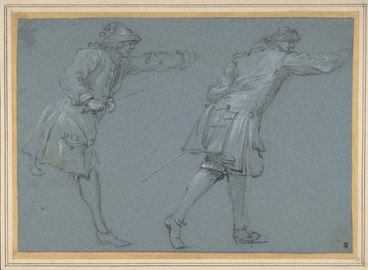 Studio di due soldati che combattono con la spada, XVII secolo da Adam Frans van der Meulen