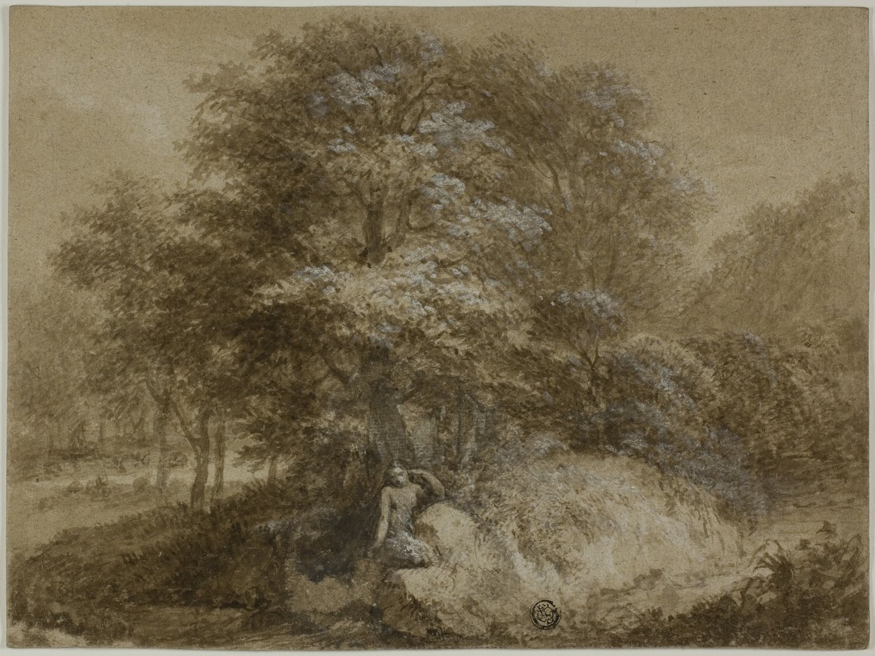 Boschetto ombroso con ninfa seduta sotto un albero da Adam Friedrich Oeser