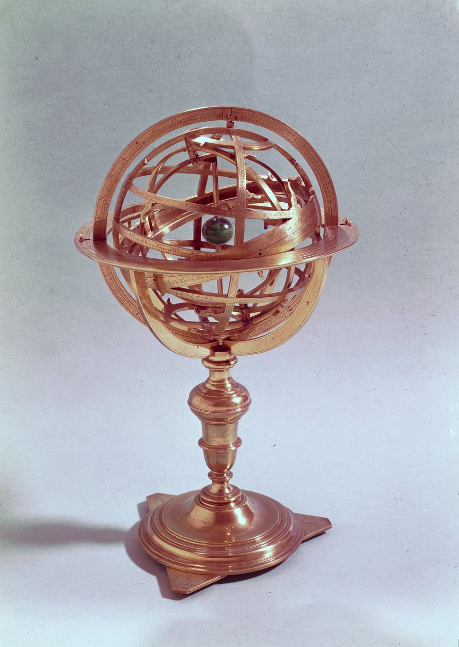 Sfera armillare realizzata sul sistema tolemaico, Roma, 1648 (ottone) da Adam Heroldt