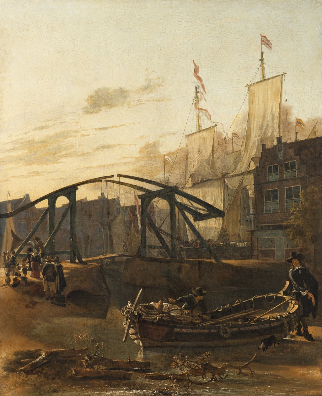 Vista di un porto a Schiedam da Adam Pynacker