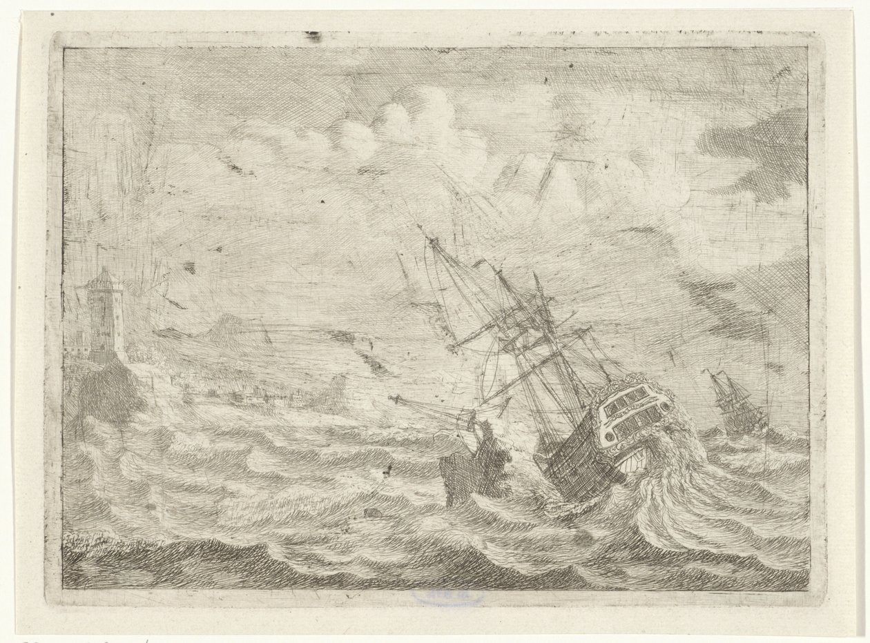 Veduta marina con nave in pericolo da Adam Silo