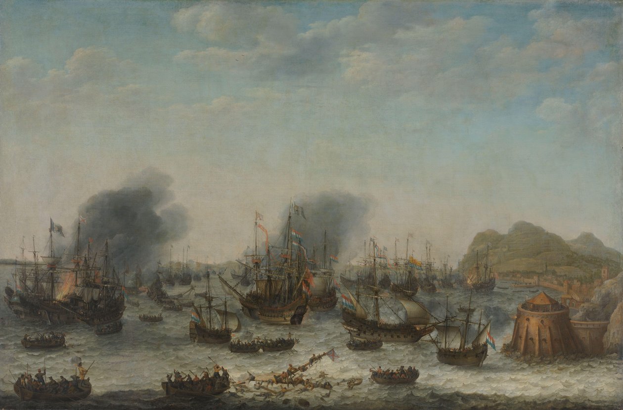 La sconfitta degli spagnoli a Gibilterra da parte di una flotta olandese sotto il comando dell