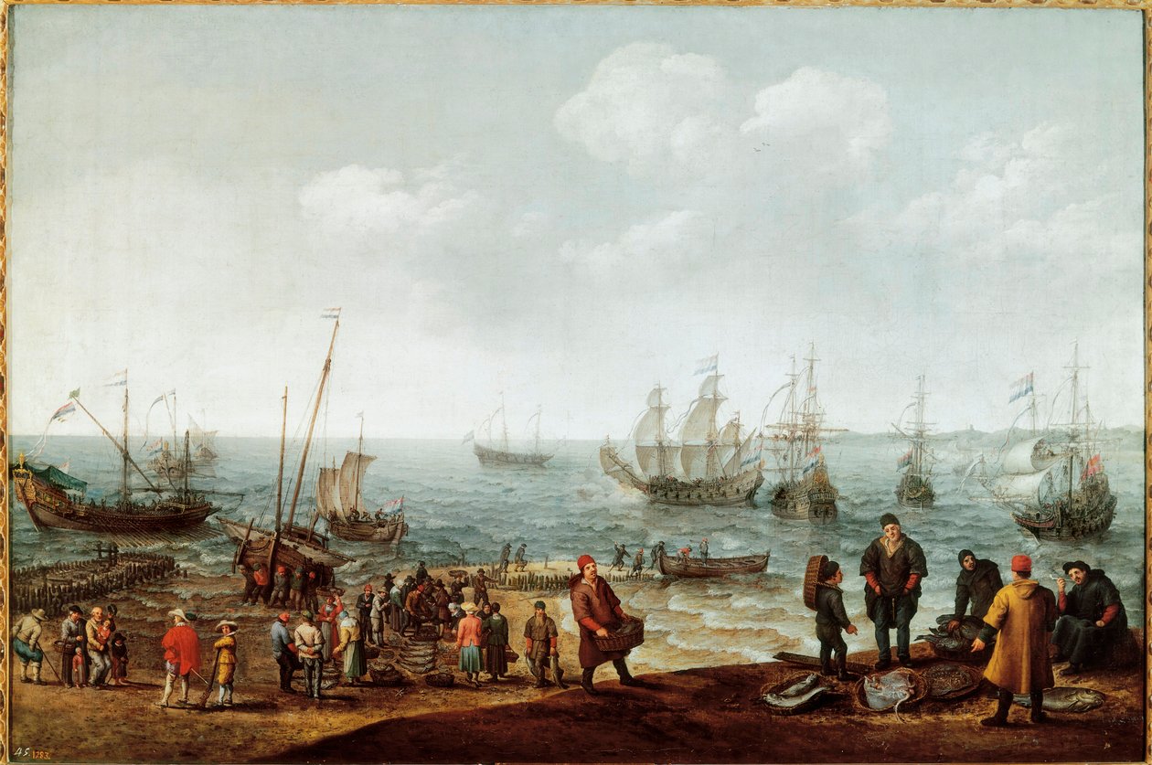 Spiaggia con pescatori da Adam Willaerts