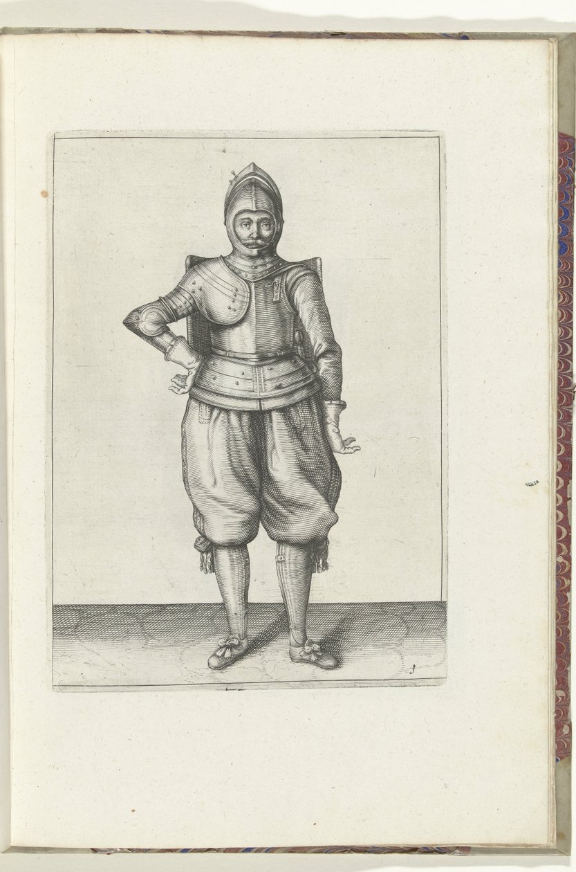 De exercitie met de targe en rapier: de soldaat in rust met de targe op de rug (nr. 1), 1618 da Adam van Breen