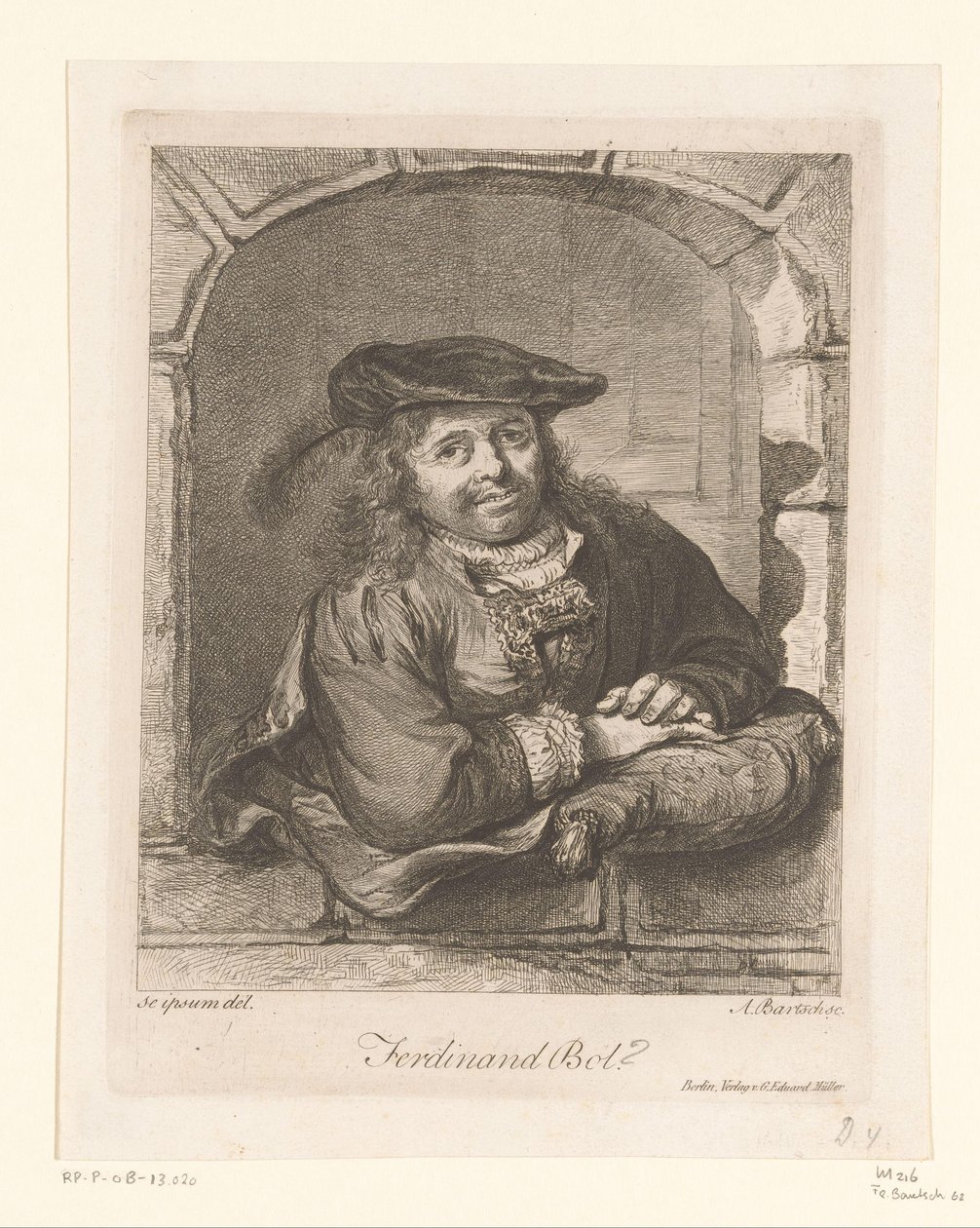Ritratto di Ferdinand Bol in una finestra da Adam von Bartsch