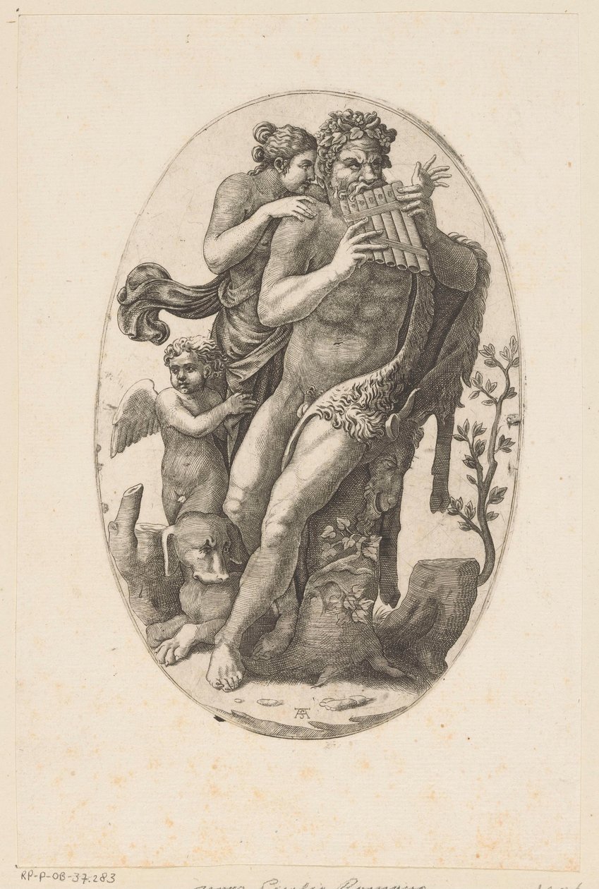 Satiro con flauto di Pan e una ninfa da Adamo Scultori
