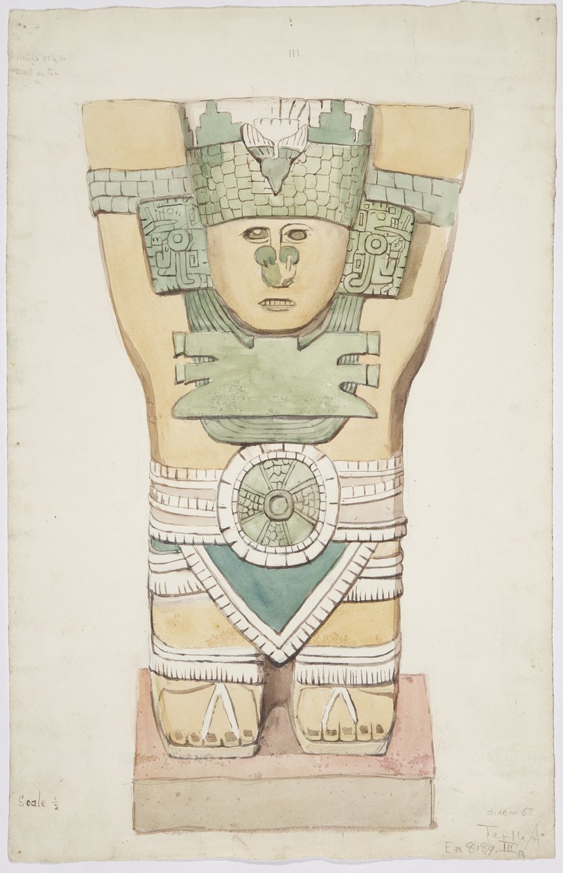 Cariatide III, camera esterna, Tempio Superiore dei Giaguari (Tempio A), Chichen Itza, Messico da Adela Breton