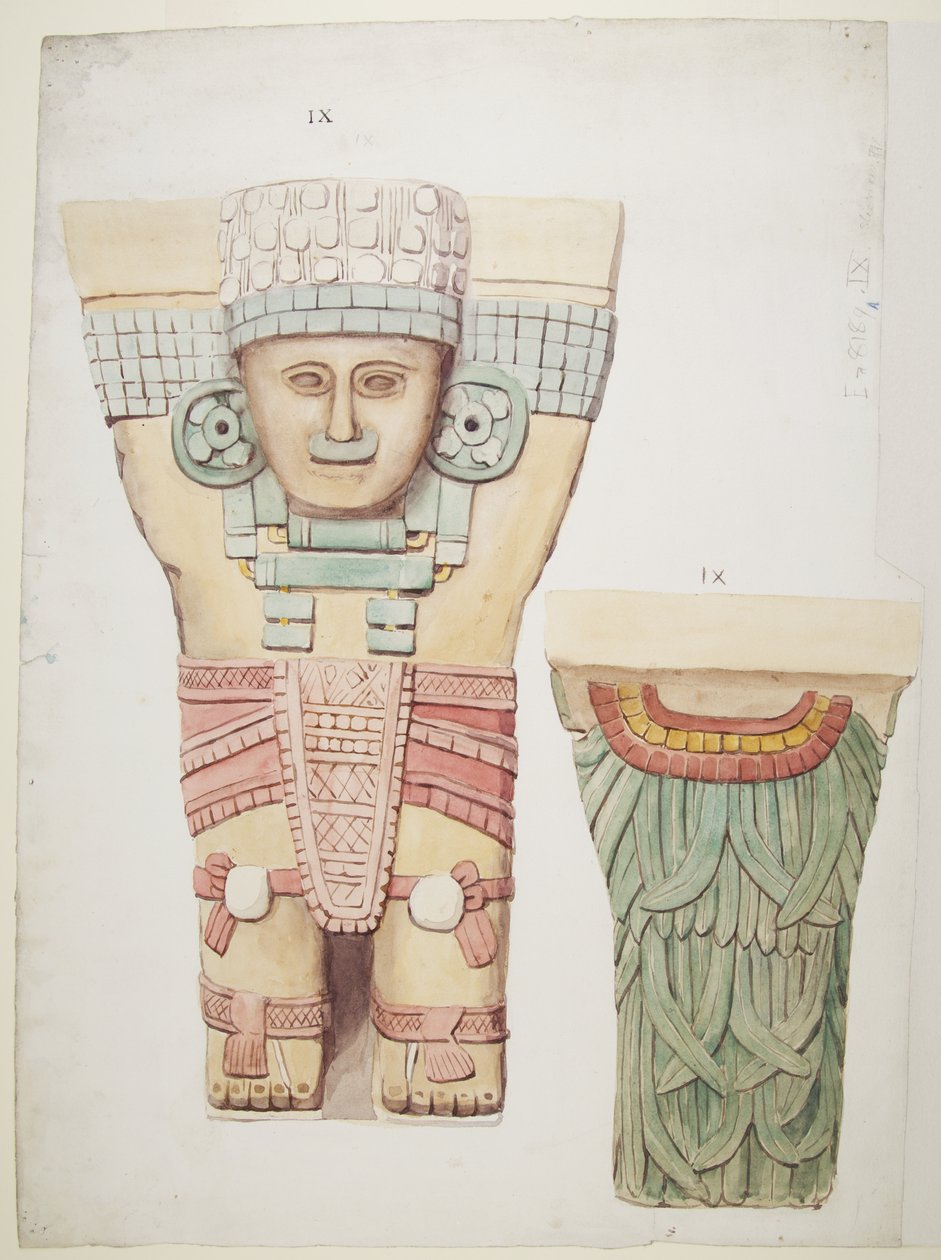 Cariatide dalla camera esterna, Tempio A, campo da gioco Chichen Itza, Messico da Adela Breton