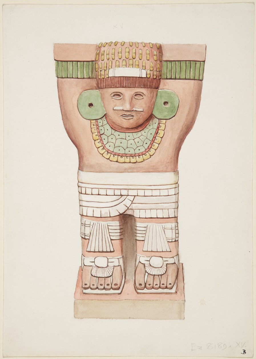 Cariatide dalla camera esterna, Tempio A, tempio del campo da gioco, Chichen Itza, Messico da Adela Breton