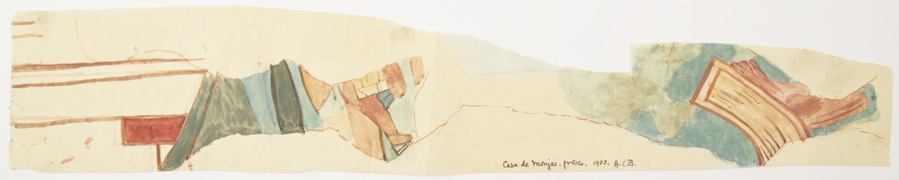 Copia di un frammento di pittura murale alla Casa de las Monjas, Chichen Itza, Yucatan, Messico da Adela Breton