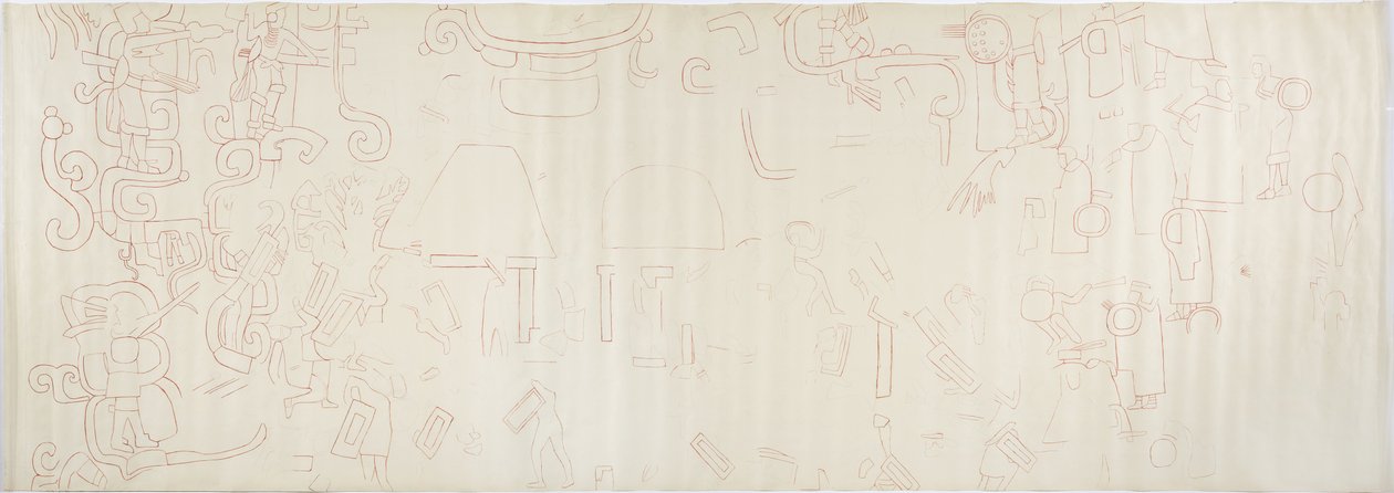 Dipinto dalla parete nord, Tempio Superiore dei Giaguari, Chichen Itza, Messico (sezione centrale) da Adela Breton