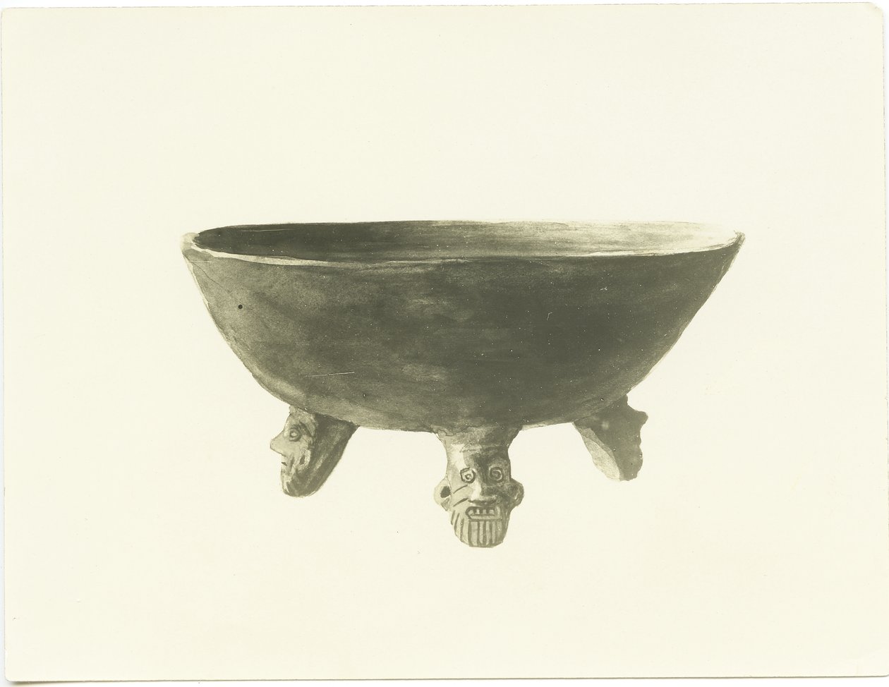 Vaso da Patamban, Zahuayo e schegge di ossidiana Tumulo di Guadalupe, Etzatlan, Churumuco, Michoacan, Messico da Adela Breton
