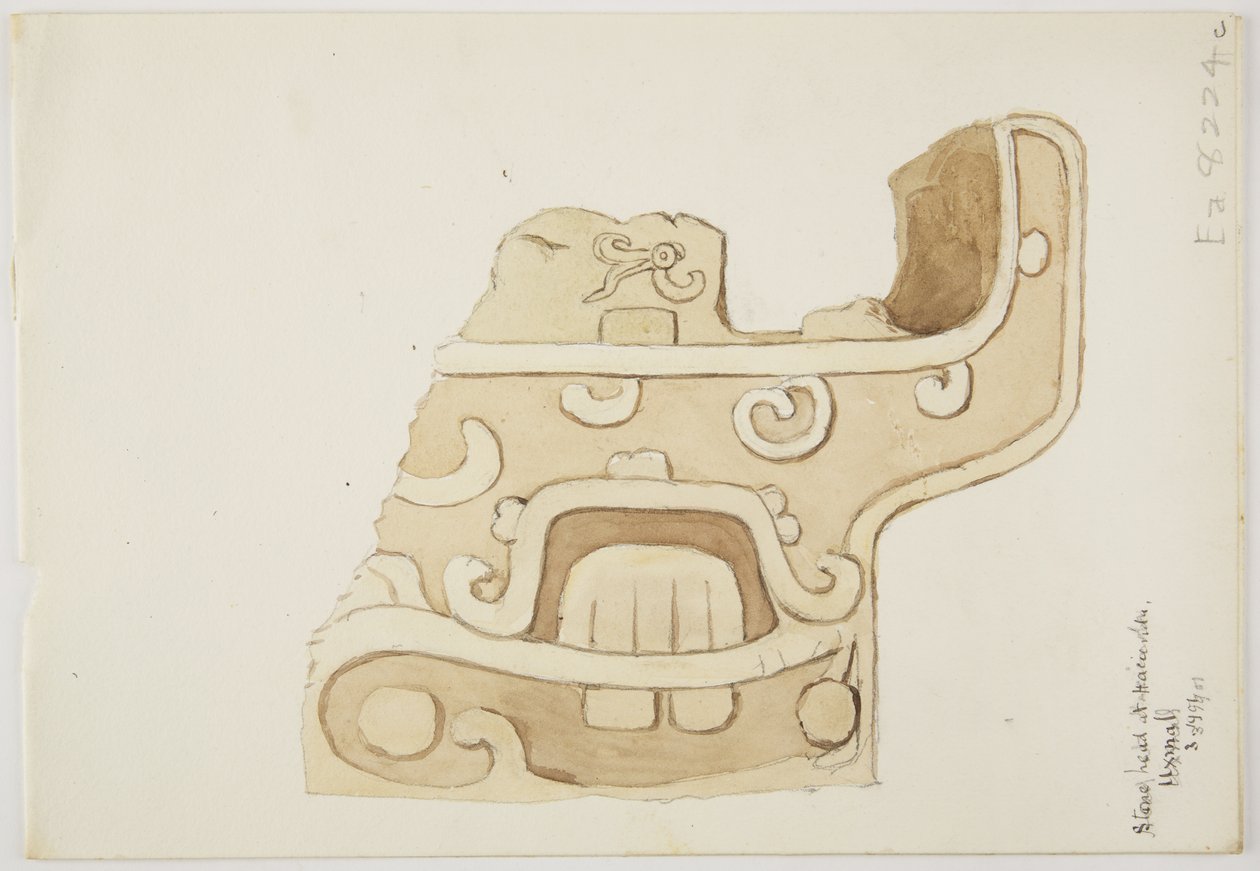 Rovine/rilievi in pietra al Tempio di Uxmal, Messico Rappresentazione di parte dell