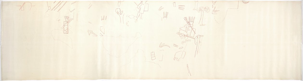 Tracciato di un dipinto murale dalla parete est, Tempio Superiore dei Giaguari, Chichen Itza, Messico da Adela Breton