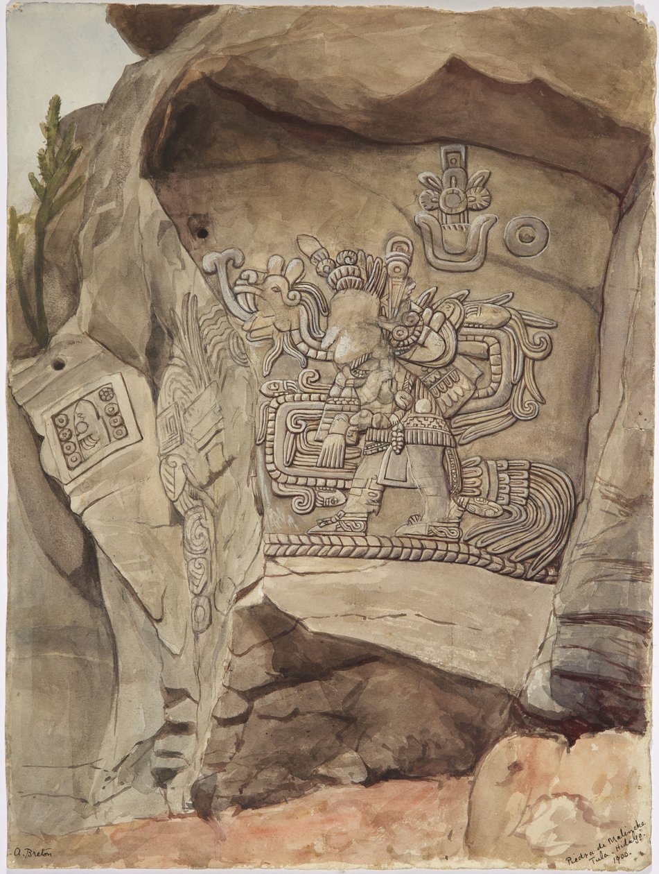 Rilievo in pietra da Piedra de Malinche, Tula, Hidalgo, Messico da Adela Breton