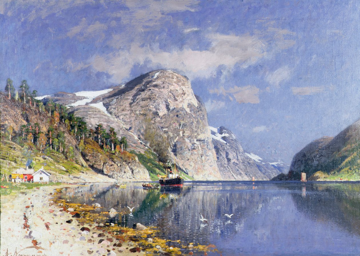 Un piroscafo nel fiordo da Adelsteen Normann