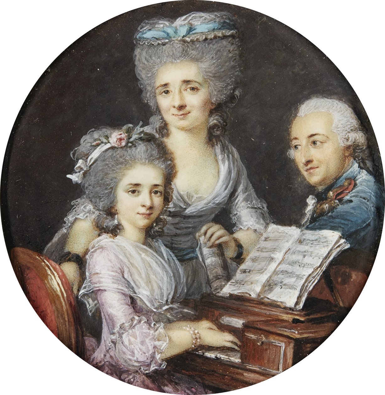 Adelaide Labille-Guiard - Ritratto di madre e padre con la figlia al clavicembalo da Adelaide Labille Guiard