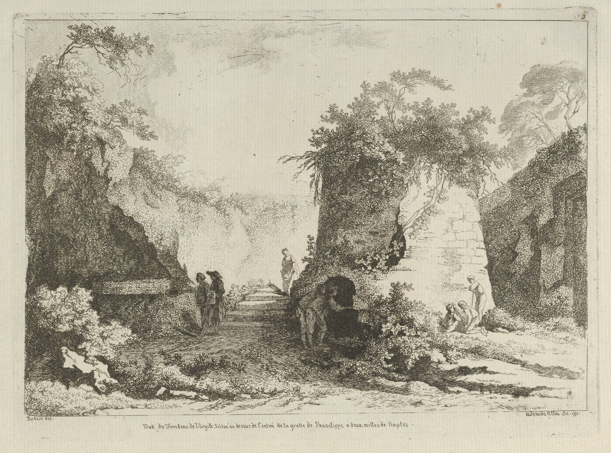 Veduta della tomba di Virgilio da Differentes vues dessiné d