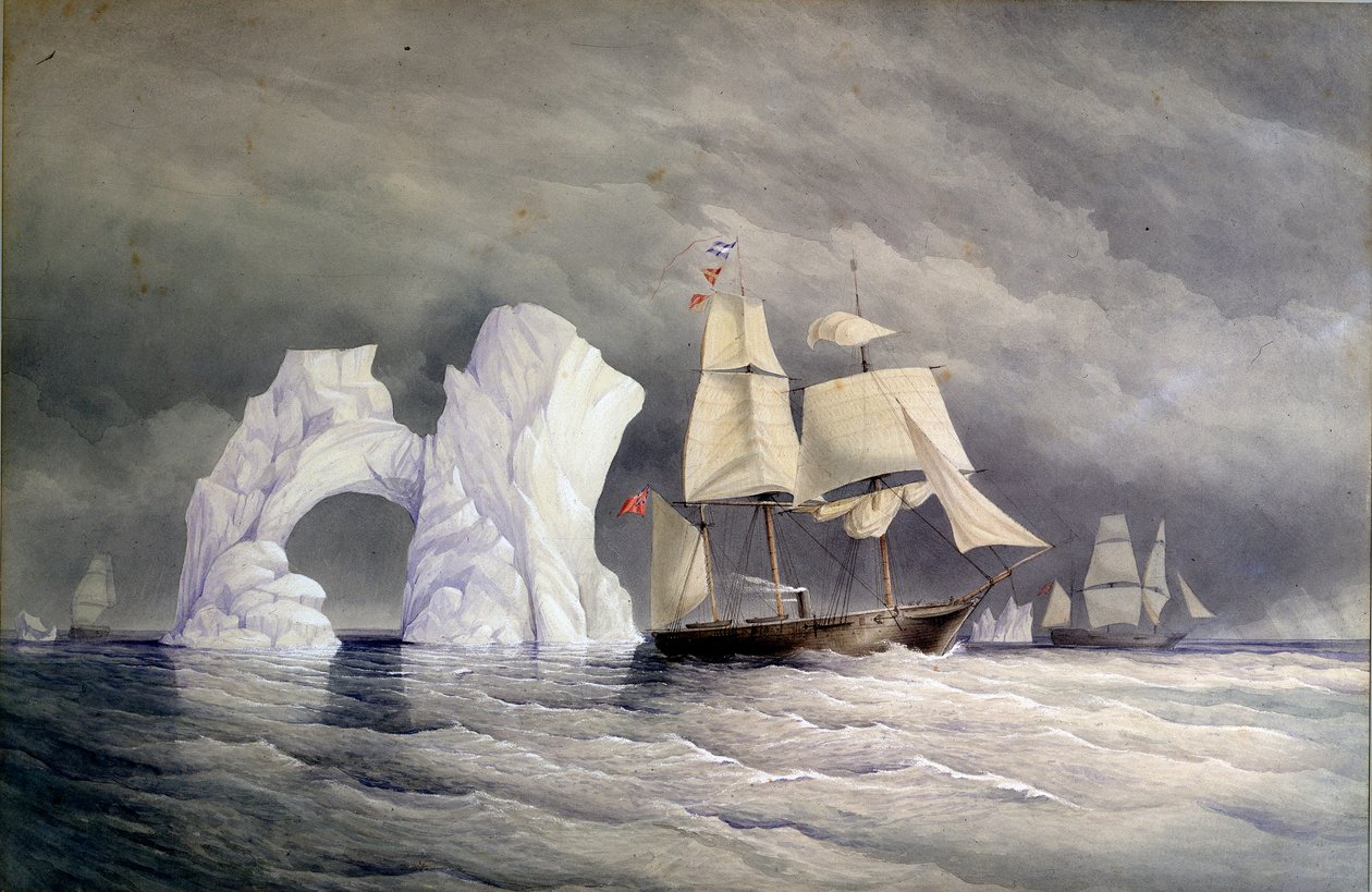 Navi britanniche Phoenix, Talbot e Diligence attraversano un iceberg (Canada artico) da Admiral Edward Augustus Inglefield