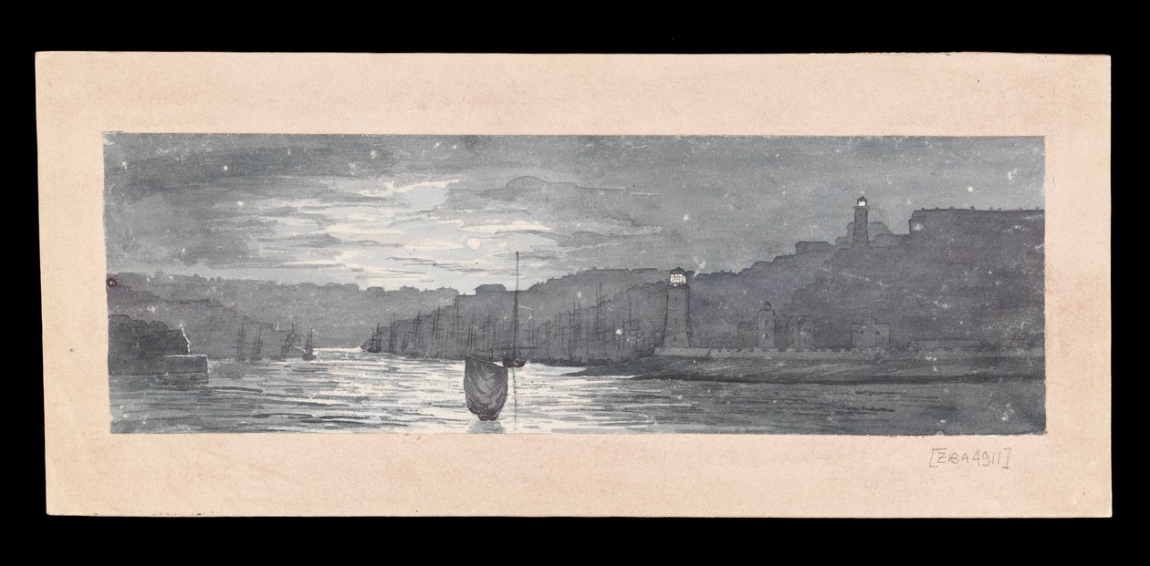 La Bocca del Tyne, con North e South Shields, al Chiaro di Luna, c.1840 da Admiral Sir Edward Gennys Fanshawe