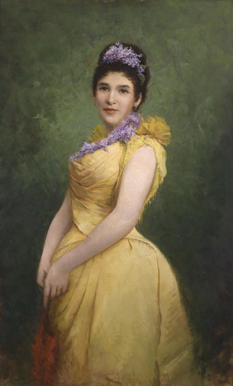 Dama in abito giallo e lillà nei capelli da Adolf Echtler